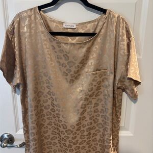 First Love Beige Leopard Print Short Sleeve Top